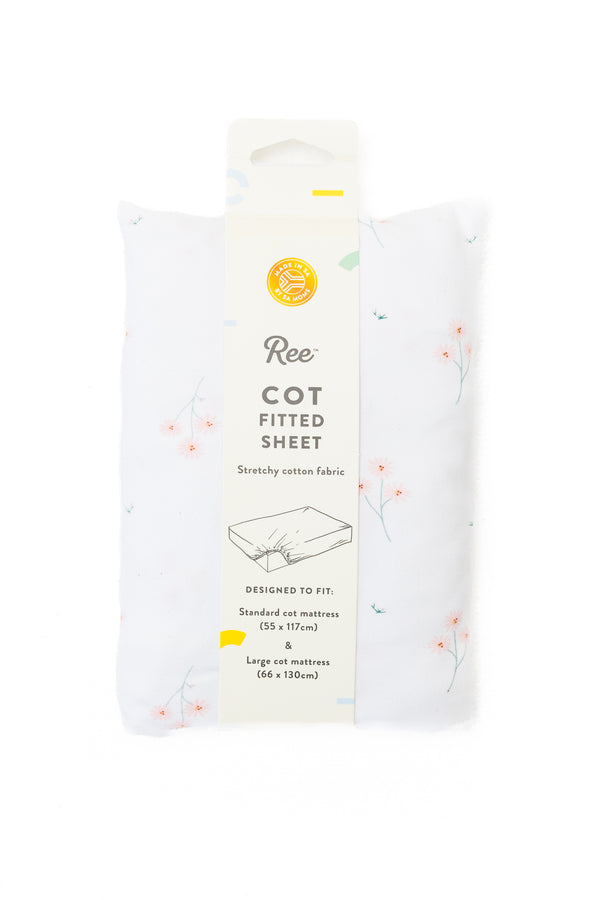 Fitted Cot Sheet | Blue dot & Diasy