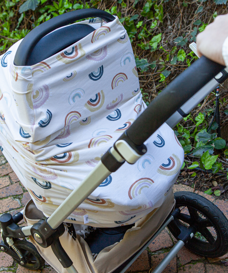 Multi-use Car Seat & Nursing Cover | Safari Dreams & Rainbow