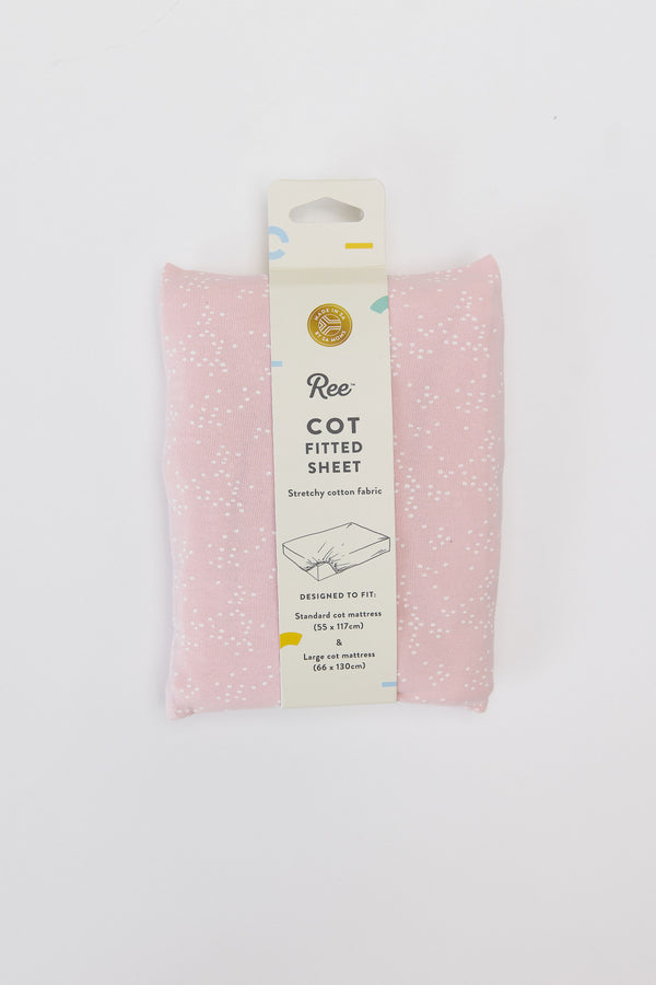 Fitted Cot Sheet | Pink Dot & Plain Pink