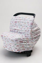 Multi-use Car Seat & Nursing Cover | Floral & Pink Dot