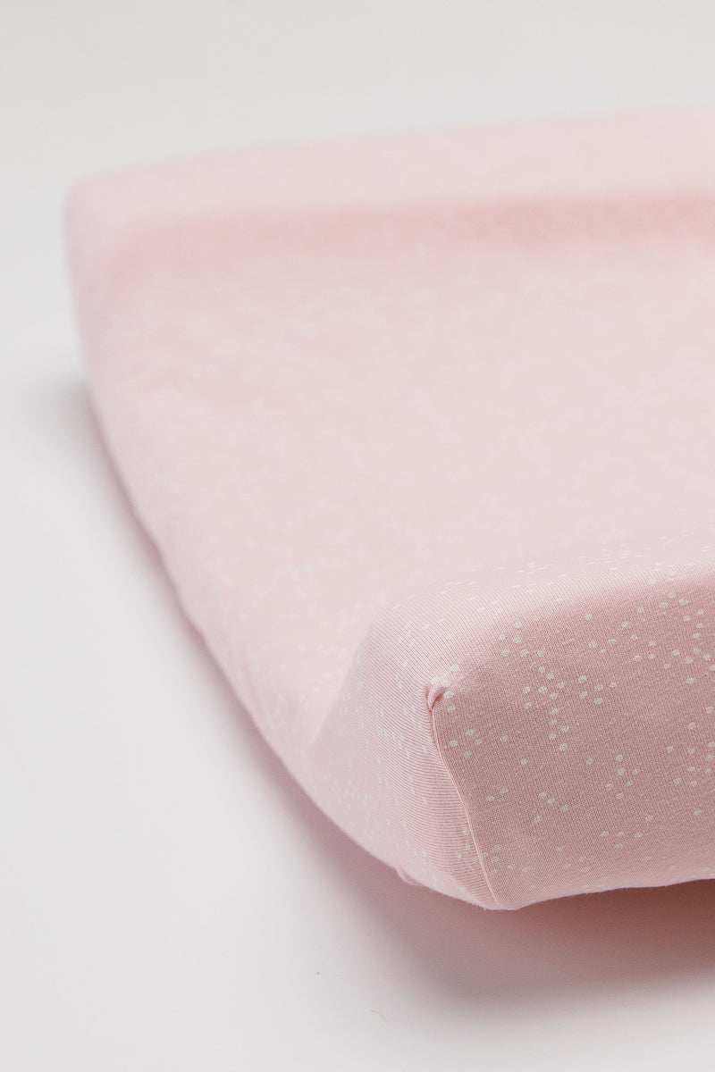 Cotton Stretch Changing Mat Cover | Pink Dot & Plain Pink