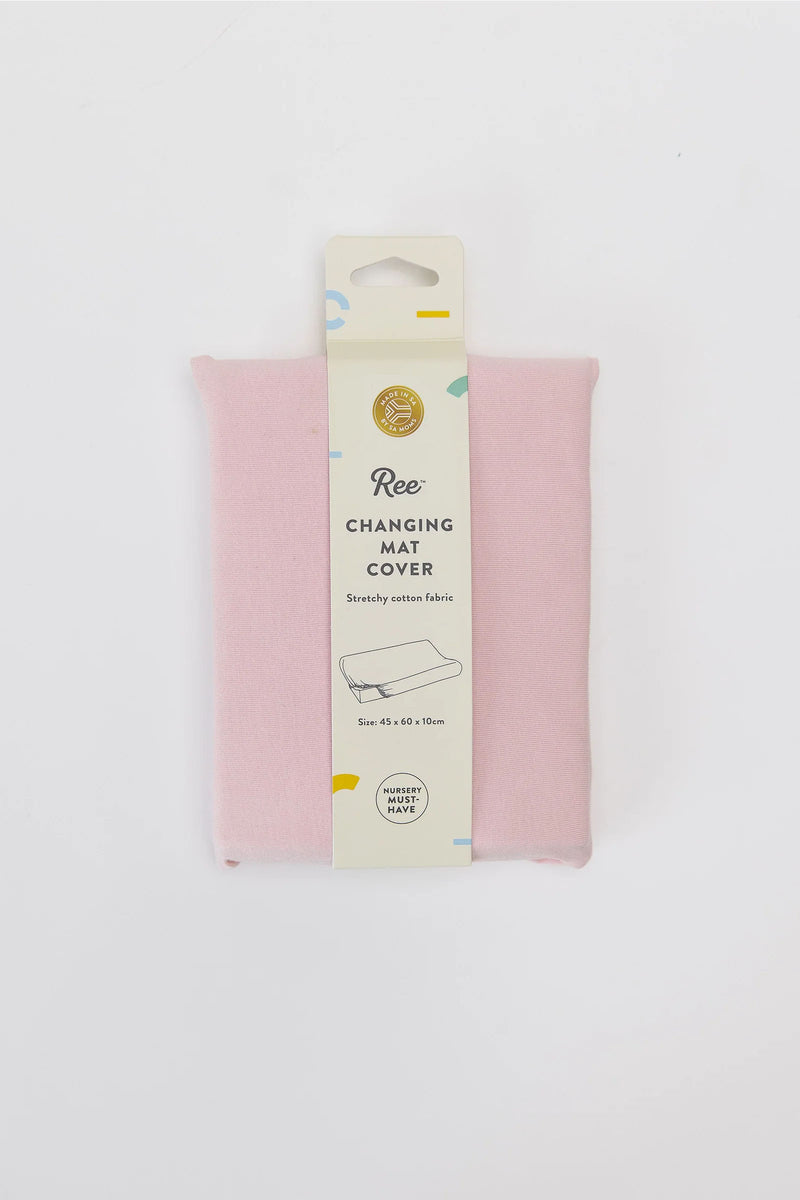 Cotton Stretch Changing Mat Cover | Pink Dot & Plain Pink